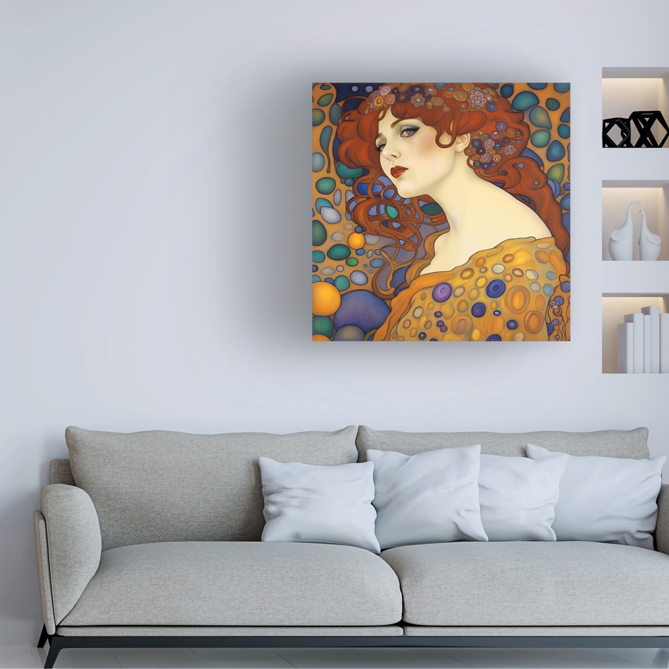Canvas Wall Art - Tina Lavoie 'Art Nouveau Beauty III' Wall Art for Living Room, Bedroom, or Office Décor by Trademark Fine Art - 14 x 14 Inches