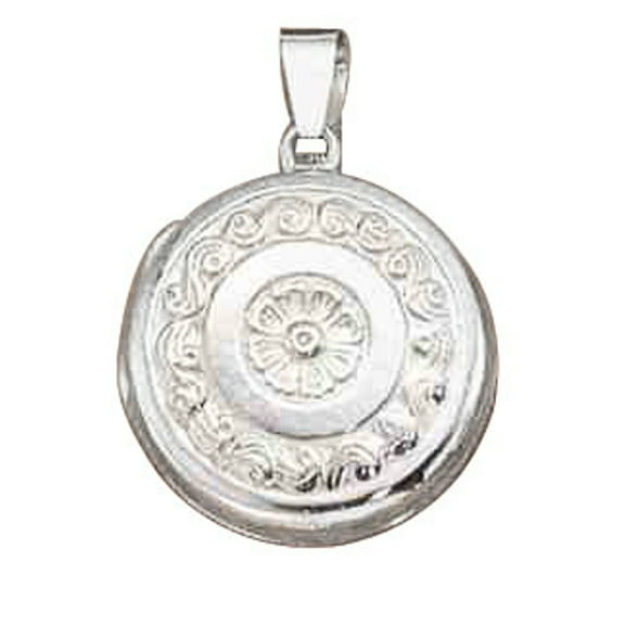Sterling Silver 16" .8mm Sailor's Round Fancy Flower Valentine Type Locket Pendant Necklace