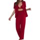 thumbnail image 1 of Cárdigan Top con botones para mujer, pantalones y pantalones con cintura elástica, trajes informales de Color sólido para el hogar Ygjytge Rojo T S para Mujer, 1 of 6