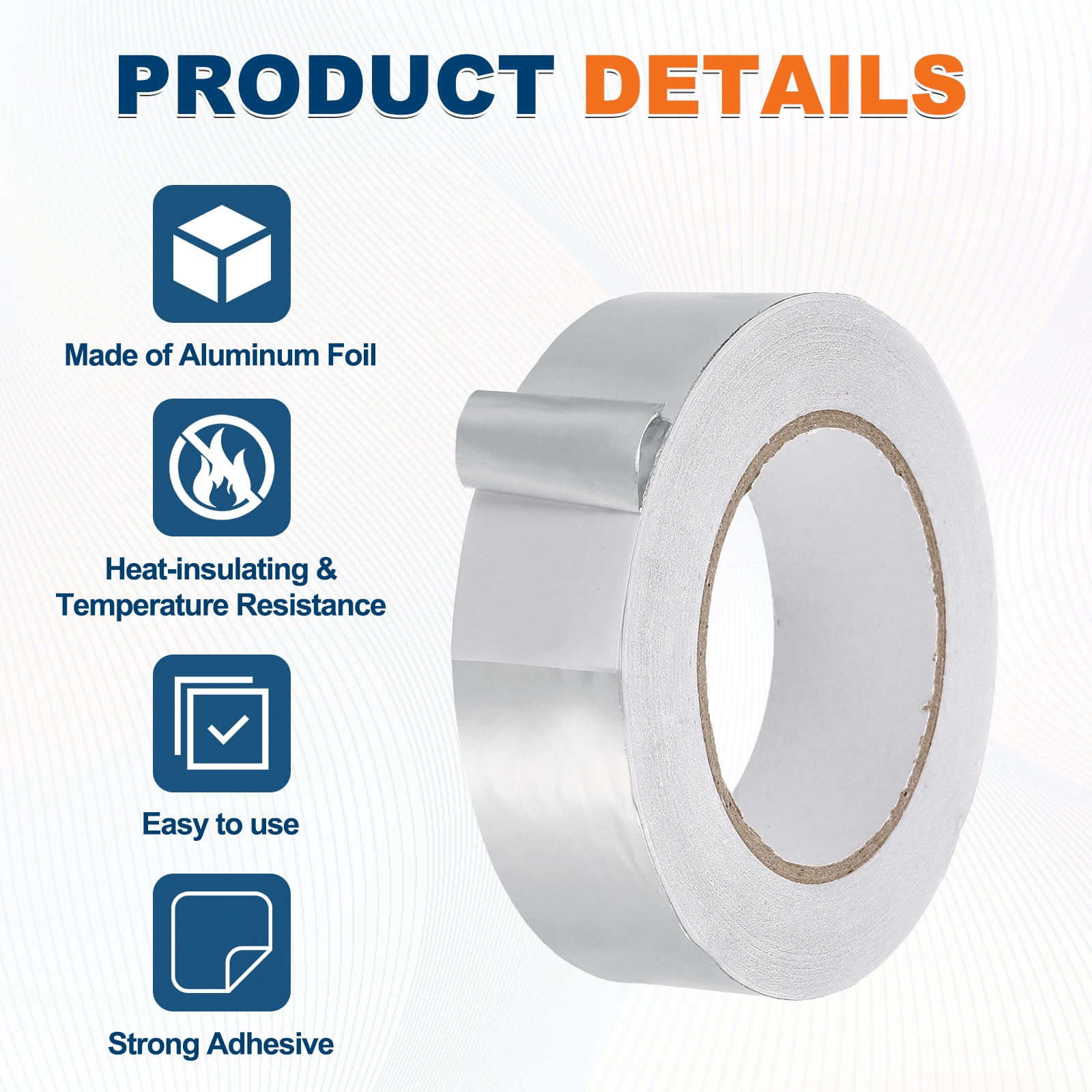 Uxcell Aluminum Foil Tape (1.4" x 164Feet, 2mil) - Heavy Duty Waterproof Silver Metal Duct Tape High Temperature HVAC Heat Patch with Tool, for Ducting/HVAC/Metal Insulation and Repair