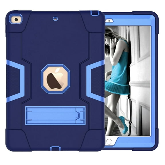 Golden Sheeps Compatible for iPad 9/8/7 Generation Case (2021/2020/2019) 10.2 Inch Impact Hybrid Drop Proof Armor Defender Full-Body Protection Case Convertible Built in Stand-navy blue