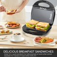 thumbnail image 4 of Sandwich Maker With Non-stick Deep Grid Surface For Egg  Ham Steaks Compact Electric Grill Tostadora De Pan Black Etl Certificated Roy, 4 of 9