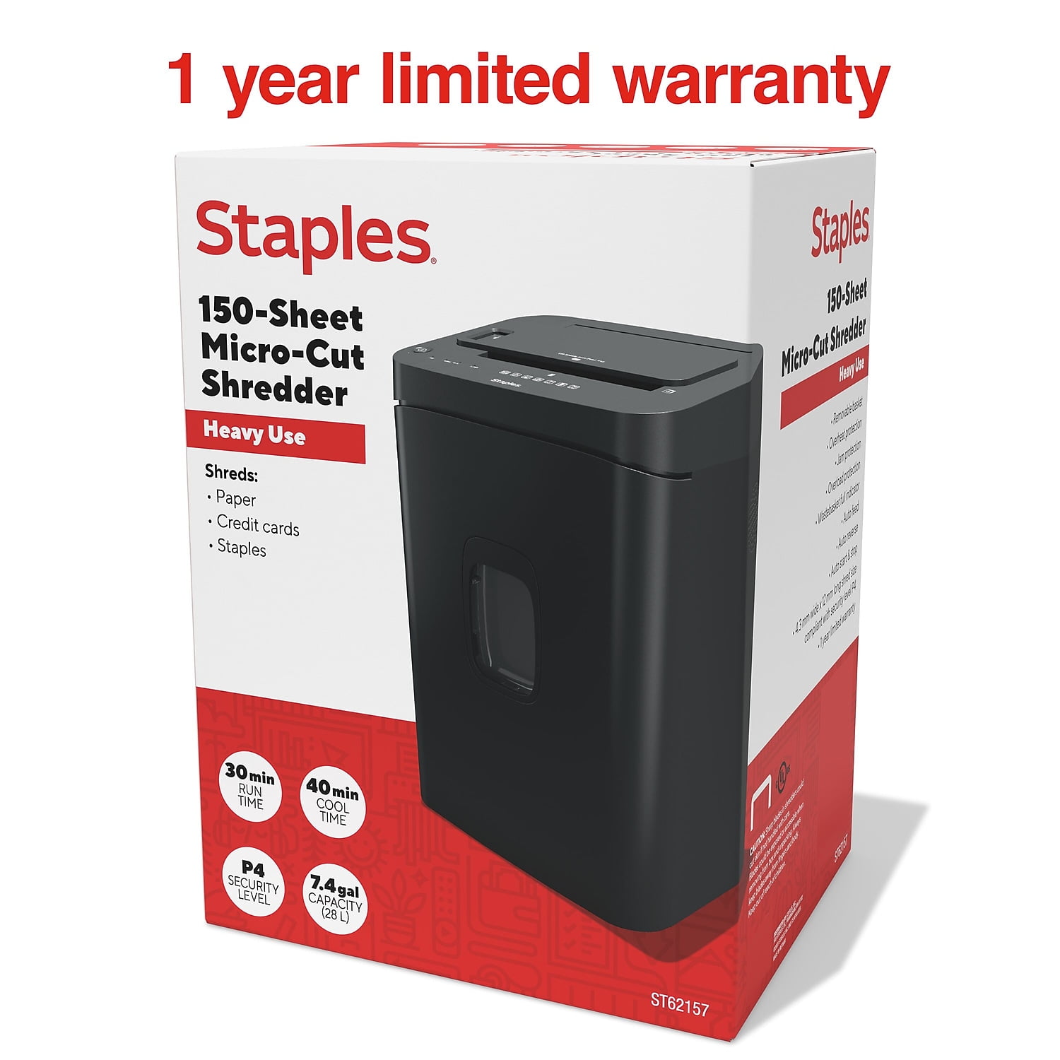 Staples 150-Sheet Auto-Feed Micro-Cut Multi-Media Shredder (ST62157)