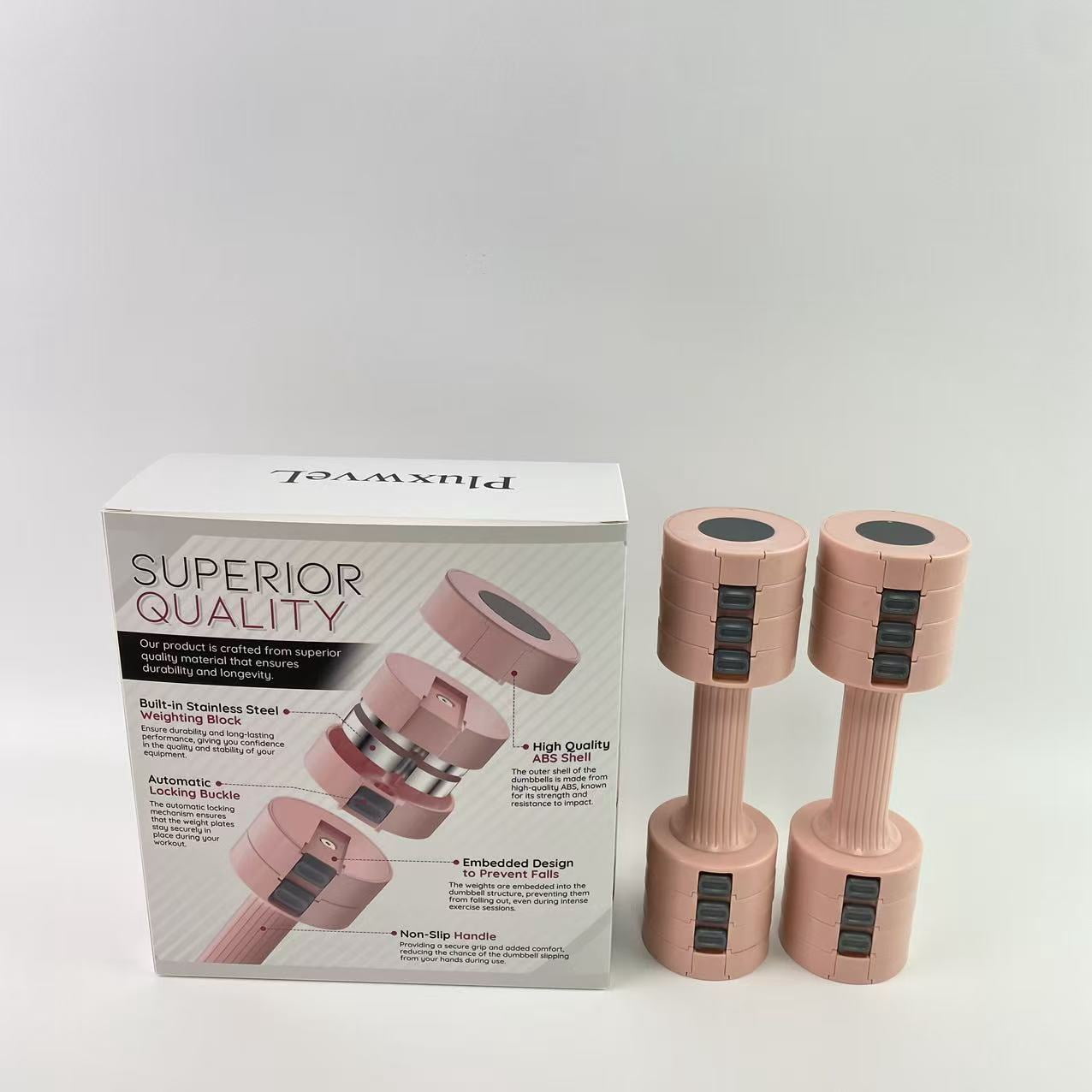 PluxwveL Dumbbells, Adjustable Dumbbell Set - Durable Non Slip Handle - Each piece can be adjusted to 2.76 pounds