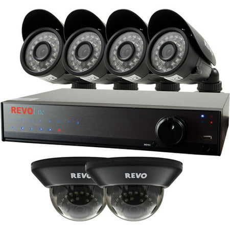 Revo Lite 8-Channel 1TB 960H DVR Surveillance System with Six 700TVL Cameras