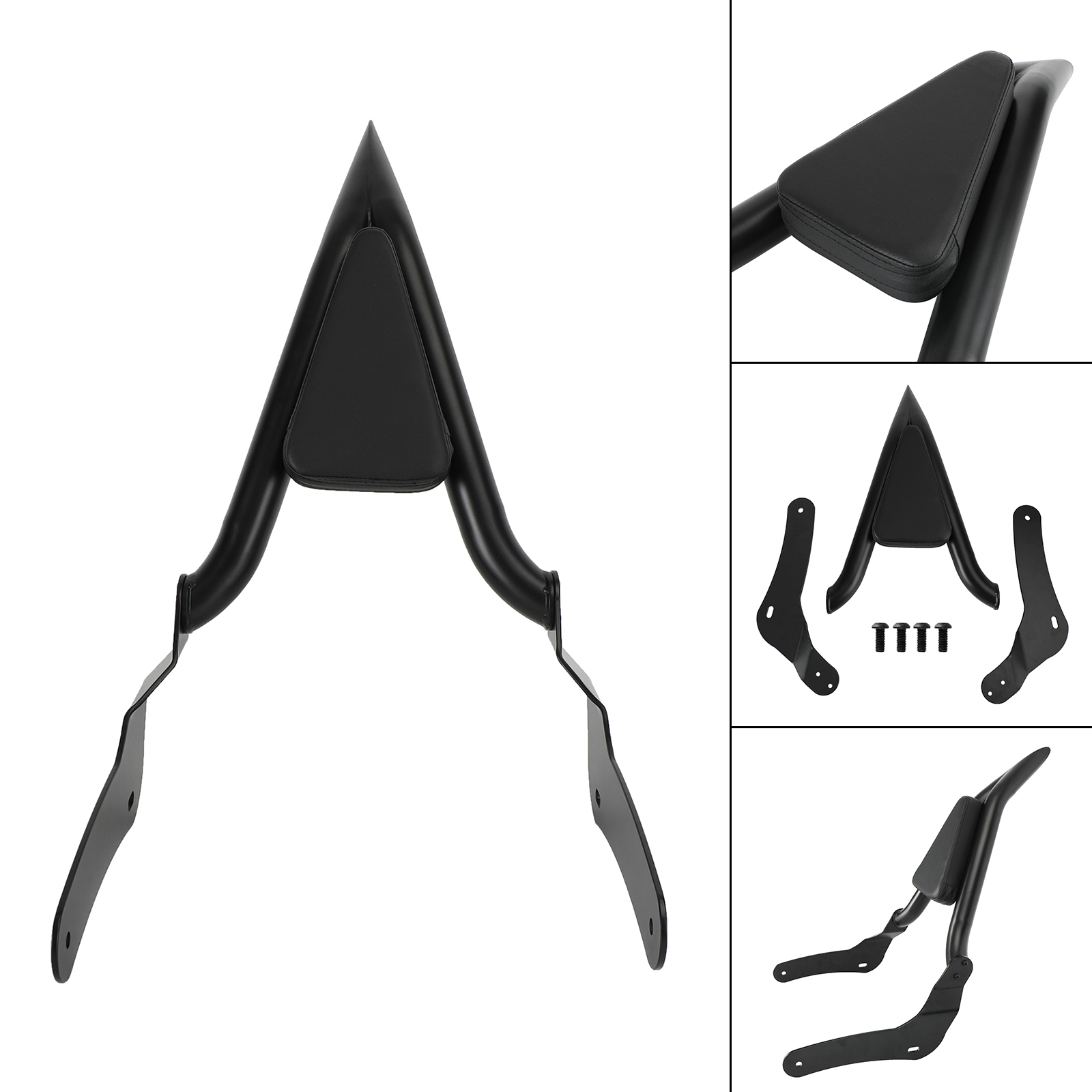 Detachable Passenger Sissy Bar Backrest For Honda Rebel 300/500 (2017-2022) – Black Steel & Synthetic Leather
