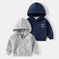 thumbnail image 3 of GYRATEDREAM Toddler Baby Boy Zip Up Hoodies Solid Color Casual Long Sleeve Hooded Sweatshirts Jacket with Pocket Navy Blue for 2-9Y, 3 of 3