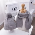 thumbnail image 2 of FAIWAD Kids 2pc Winter Hat Scarf Set Toddler Boys Girls Knitted Beanie Fleece Thicken Outfits Children 1-4 Years, 2 of 2