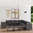 thumbnail image 1 of vidaXL 12 Piece Garden Lounge Set with Cushions Poly Rattan Grey, 1 of 5