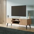 thumbnail image 2 of Manhattan Comfort Haley 55.10" Mid-Century Modern TV Stand in Natural and Beige, 2 of 13