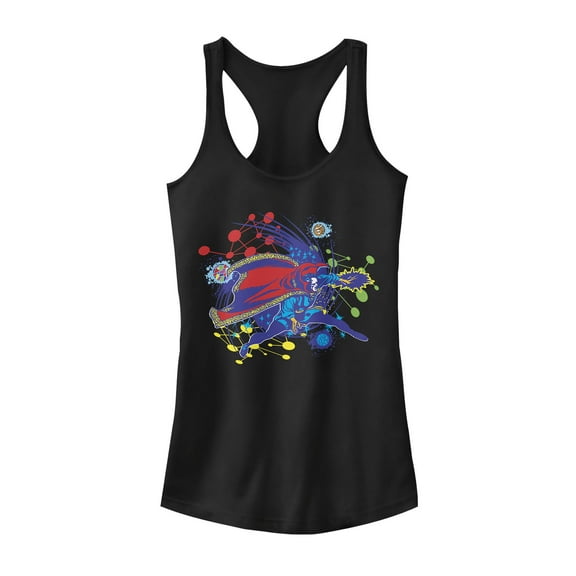 Junior's Marvel Doctor Strange Planets Racerback Tank Top Black 2X Large
