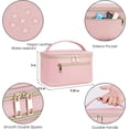 thumbnail image 5 of Travel Makeup Bag, Portable Cosmetic Bags Make Up Organizer for Women with Handle, Men Toiletry bag for Brushes, PU Leather, for Gift, Pink, 5 of 7