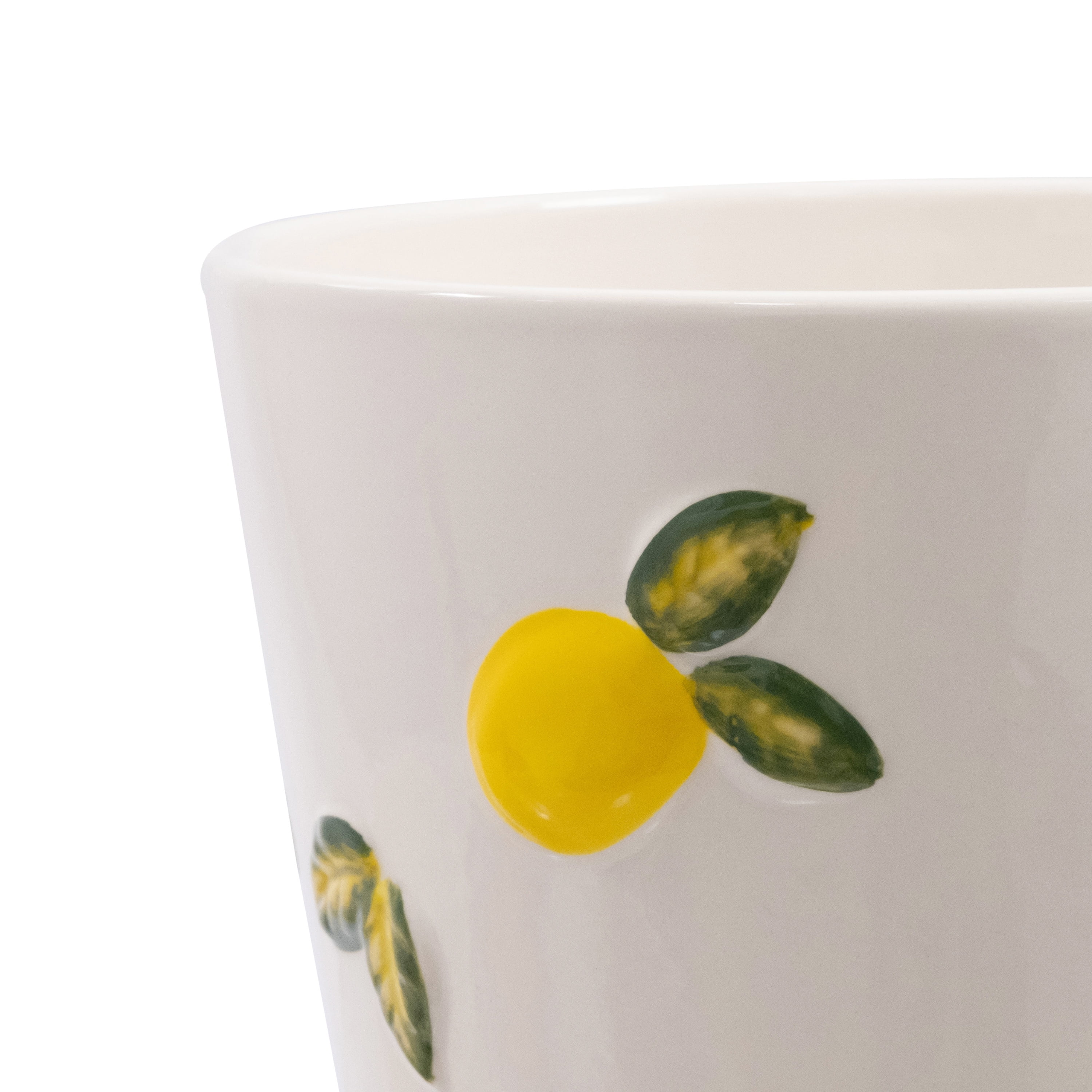 Mainstays 6.25" x 6.25" x 6" Round Cream and Yellow Ceramic Lemon Planter