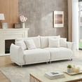 thumbnail image 3 of 86.6 Inch Loveseat Sofa with 4 Throw Pillows, 2-Seater Teddy Fabric Upholstered Sofa Couch with Metal Legs, Comfy Small Sofa for Living Room, Bedroom, Apartment, Beige, 3 of 7