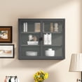 thumbnail image 6 of 27.56"Modern Wall Cabinet with Glass Doors, Bathroom Cabinet with Featuring Three-tier Storage for Entryway Living Room, Bathroom or Dining Room, Dark Gray, 6 of 7