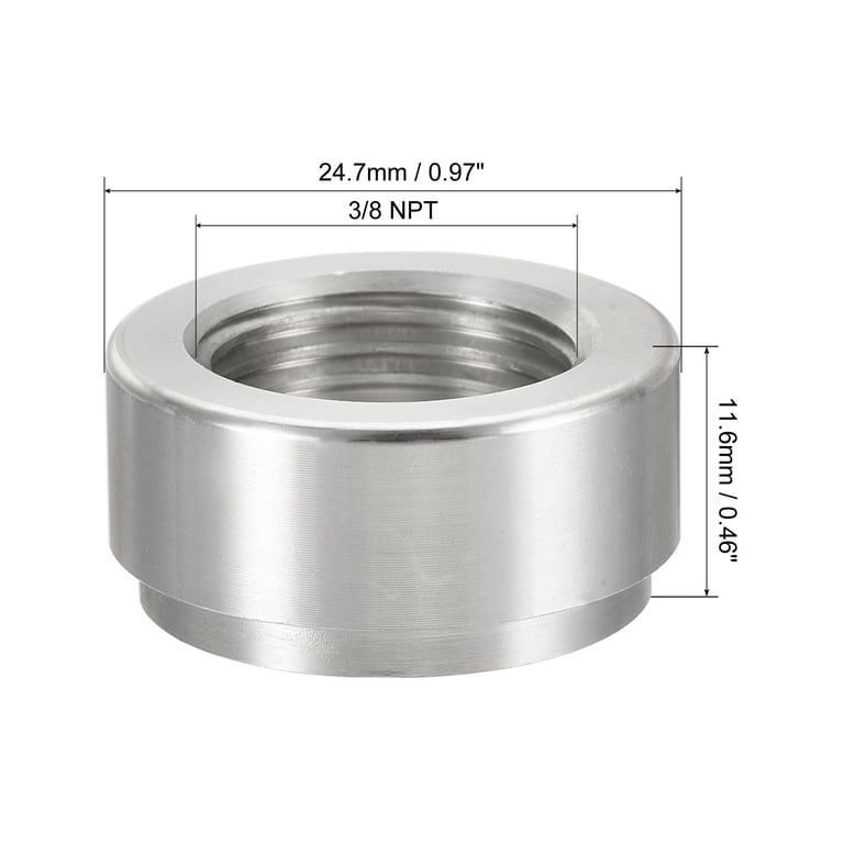 2 Pcs 3/8" NPT Female Stainless Steel Weld-On Bung Fittings - 304 SS, Stepped Weld End