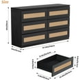 thumbnail image 2 of Rattan Dresser for Bedroom, 6 Drawer Double Dresser for Bedroom, Modern Small Chest of Drawers with Anti-Tip Kit, Wood Natural Dresser for Bedroom, Hallway, Living Room, Black, 2 of 9
