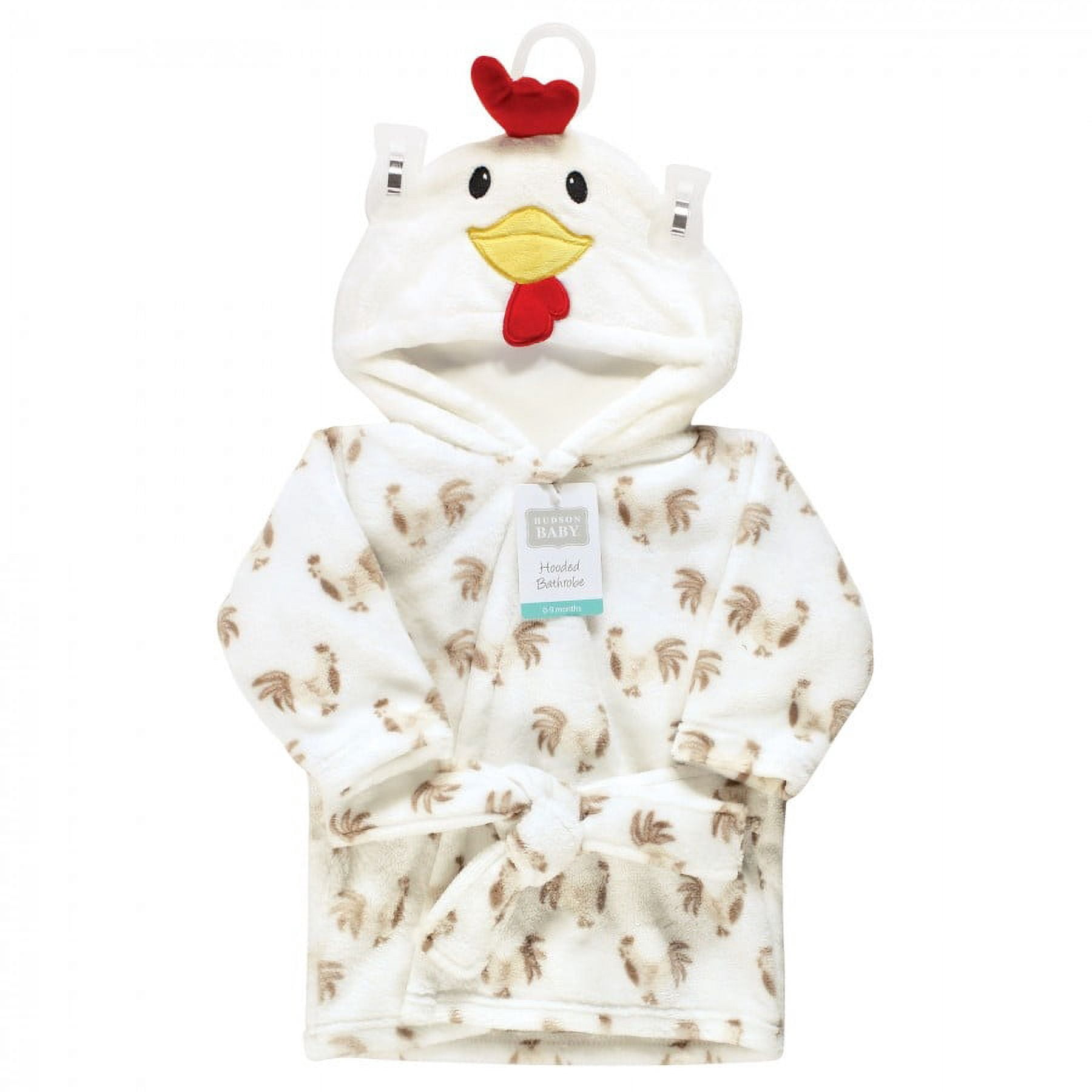 Hudson Baby Unisex Baby Plush Animal Bathrobe, Rooster, 0-9 Months