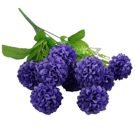 9 Heads Artificial Silk Hydrangea Bouquet 15cm Spread Fake Flowers for Wedding Party Home Decor Office Table Centerpiece Display(Deep purple)