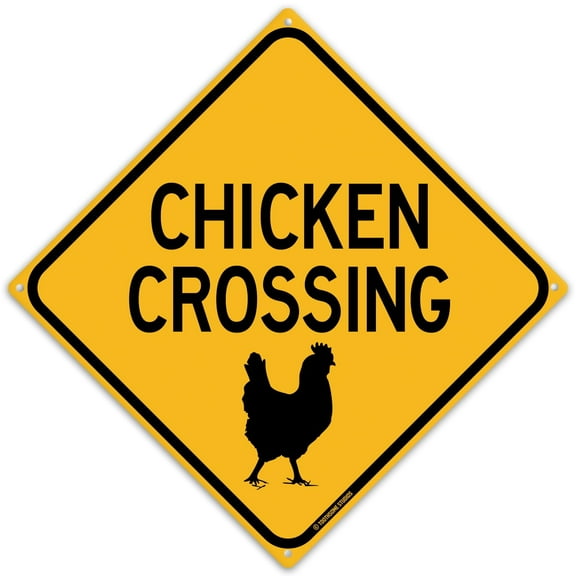 Chicken Crossing Tin Road Sign