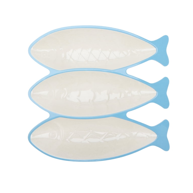 Beautiful 3-Compartment Bamboo Melamine Sardine Serve Tray, Multi