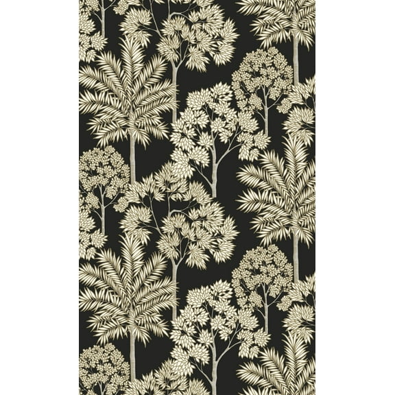 Black Palm Forest Tropical Printed Non-Woven Non-Pasted Textured Wallpaper 57 Sq. Ft.