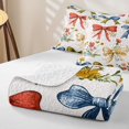 thumbnail image 4 of Homewish Vintage Floral Bow Twin Quilt Set For Women,Red Blue Yellow Retro Twin Coverlet Set,2 Pieces, 4 of 7