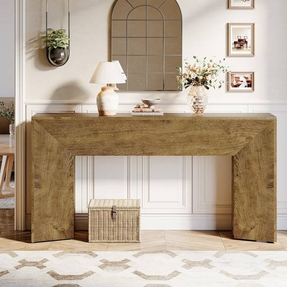 Tribesigns 63" Modern Wood Long Sofa Table Behind Couch, Console Table for Entryway, Brown