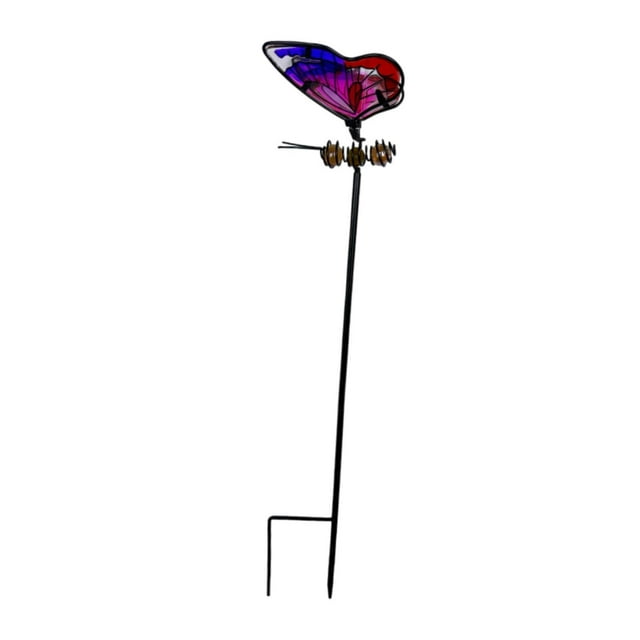 Estaca de mariposa para jardín, decoración de jardín, letrero decorativo para patio, paisaje rústico de metal Rosa