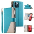 thumbnail image 1 of Funda cartera GANGXUN para iPhone 12 Pro Max , cuero PU con tarjetero, cremallera, correa de mano, soporte y protección 600°, 1 of 6