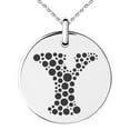 thumbnail image 1 of Stainless Steel Letter Y Initial Dotted Monogram Engraved Small Medallion Circle Charm Pendant Necklace, 1 of 1