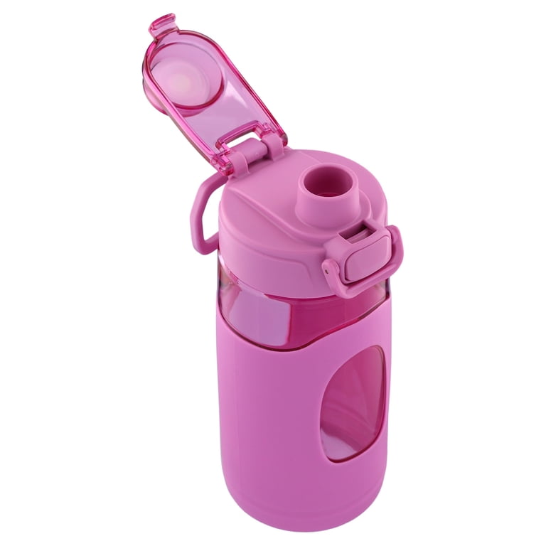 Mainstays Kids 16 oz Pink Water Bottle with Flip-Top Lid photo 5