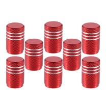 Unique Bargains 8pcs Red Car Round Tire Valve Stem Cap with Rubber Seal Aluminum Alloy Wheel Rims Dust Proof Covers