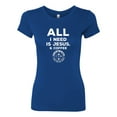 thumbnail image 2 of Wild Bobby All I Need is Jesus & Coffee Inspirational/Christian Women Slim Fit Junior Tee, Royal, Small, 2 of 6
