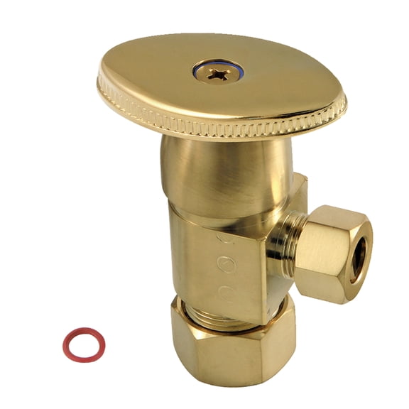 Kingston Brass CD53307VA 5/8-Inch O.D. Comp x 3/8-Inch O.D. Comp Anti-Seize Deluxe Quarter-Turn Ceramic Hardisc Cartridge Angle Stop in Brushed Brass