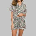 thumbnail image 2 of Birdeem Ensembles de Pyjama pour Femmes 2 Pcs Femmes Décontracté Imprimé Col Rabattu Manches Courtes Blouse Mode Pantalon Court Ensemble de Pyjama, 2 of 12