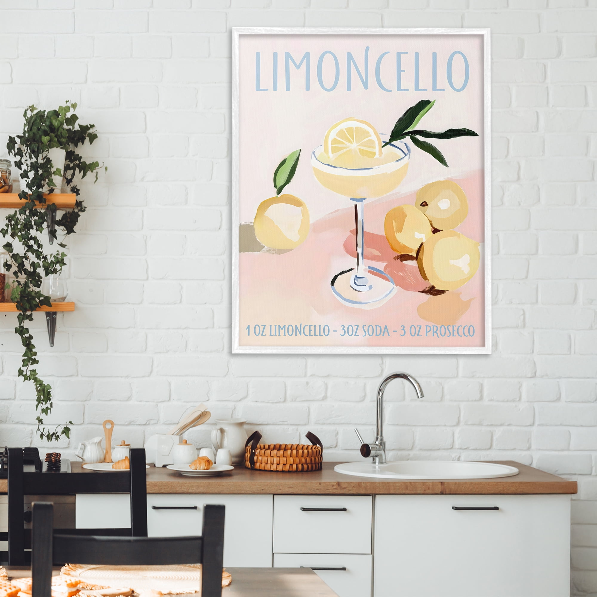 Stupell Industries Limoncello Summer Cocktail White Framed Giclee Art, design by Sisi and Seb