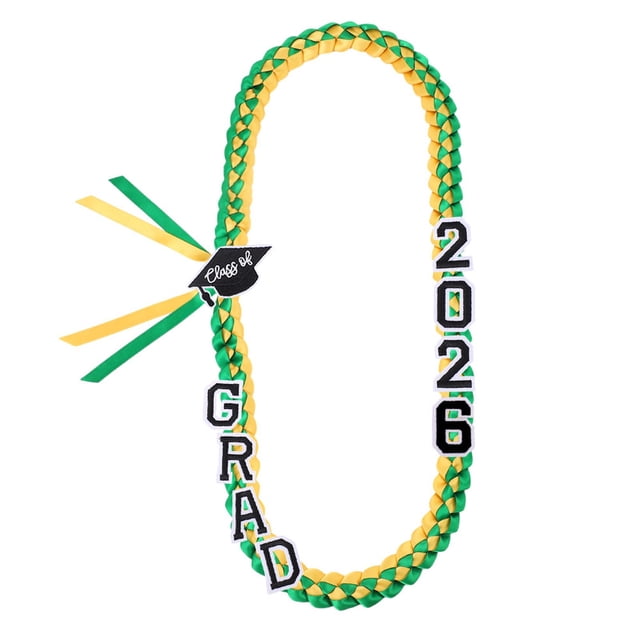 Graduation Leis Class of 2026, Ngxiha Graduation Leis Grad Handmade Ribbon Leis Double Braided Ribbon Necklace Graduation Leis Class of 2026 Ribbon Graduation Ribbon Leis