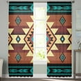 thumbnail image 2 of Turquoise Red Semi Sheer Curtains 108 Inch Length 2 Panels Set, Southwest American Native Abstract Pattern Sheer Kitchen Curtain Privacy Voile Window Curtain for Living Room Bedroom Rod Pocket Drapes, 2 of 7