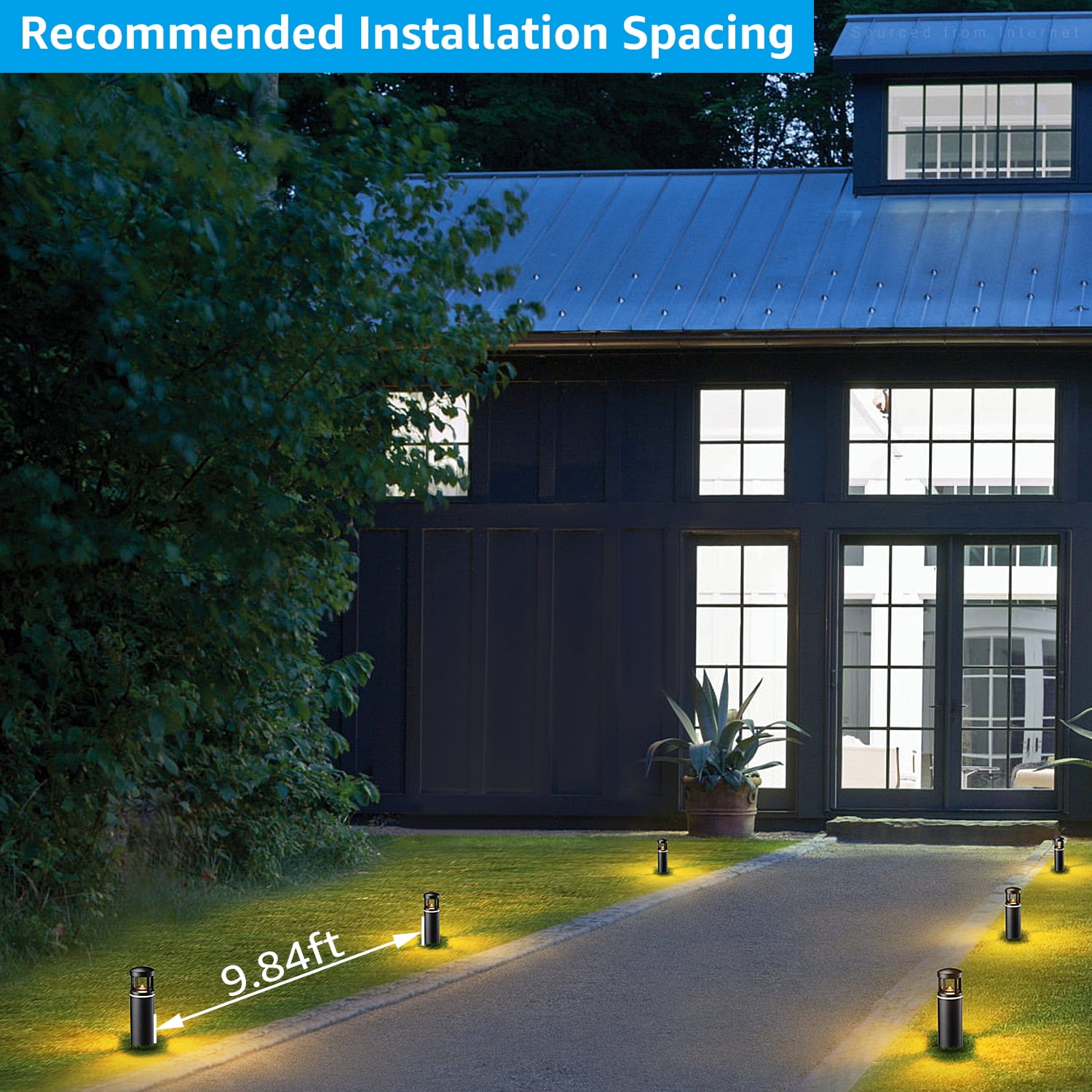 4 Pack LED Low Voltage Pathway Lights, Outdoor Landscape Light, 5W 12V AC/DC, for Driveway, Garden, Lawn, IP65 Waterproof, 3000K Warm White