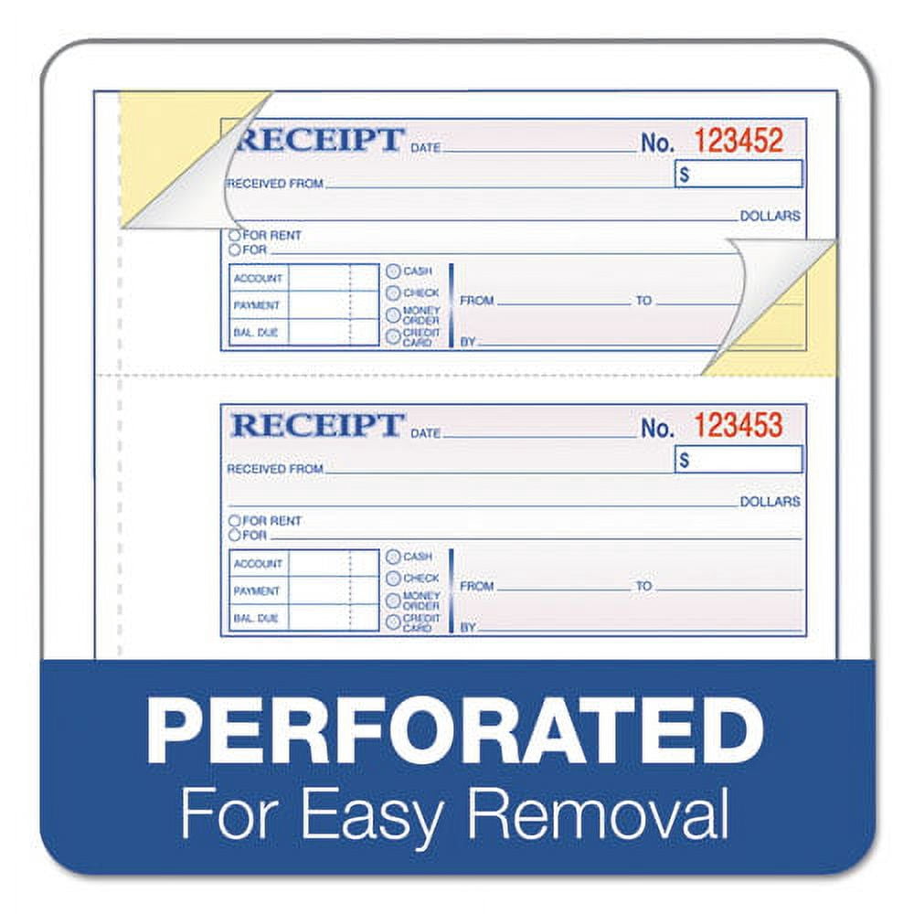 Tops 3-Part Hardbound Receipt Book, Three-Part Carbonless, 7 X 2.75, 4/page, 200 Forms | Bundle of 2 Each