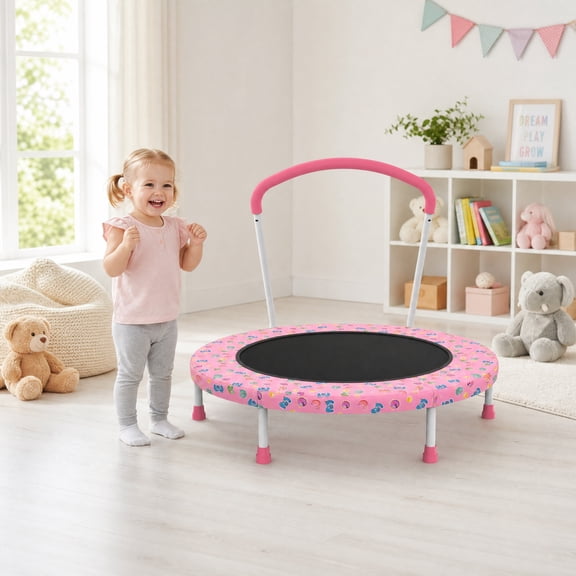 36 Inch Kids Mini Trampoline Indoor Outdoor Toddler Trampoline with Handle150 LBS Capacity Small Trampoline for Ages 1-6