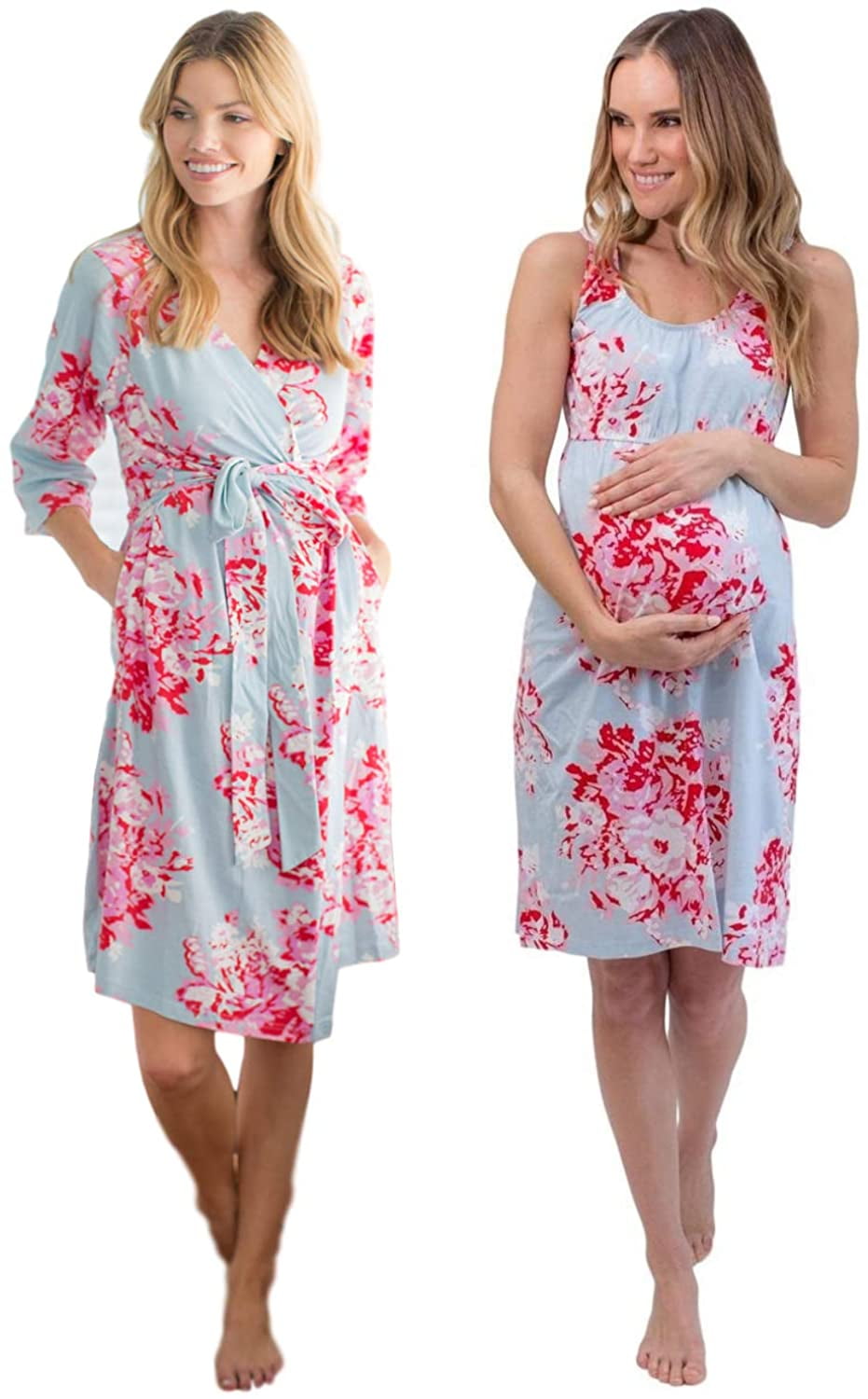 Baby Be Mine Maternity/Nursing Sleeveless Nightgown & Delivery Robe Set