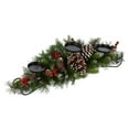 thumbnail image 2 of 20" Christmas Centerpieces for Tables and Fireplaces with 3 Candle Trays, Artificial Christmas Table Decorations with Pine Needles, Cones, Strings of Red Berries & Snowy Leaves, 2 of 5