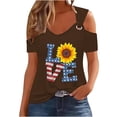 thumbnail image 1 of Tops de Hombro Frío para las Mujeres Día de la Independencia Impreso Fuera Del Hombro Blusa con Cuello en V, Fuera Del Hombro de las Mujeres, 1 of 4