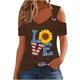 thumbnail image 1 of Tops de Hombro Frío para las Mujeres Día de la Independencia Impreso Fuera Del Hombro Blusa con Cuello en V, Fuera Del Hombro de las Mujeres, 1 of 4