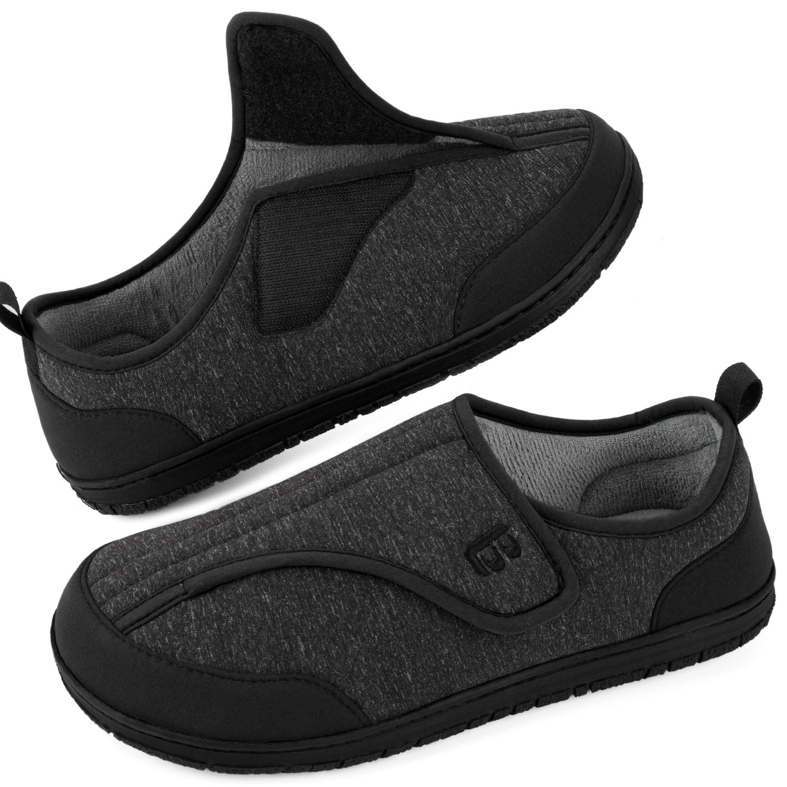 LongBay Men's Diabetic Slippers Wide Adjustable House Shoes for Swollen Feet Non-Binding Indoor/Outdoor Comfort