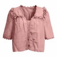 thumbnail image 6 of Easter womens shirts Short Sleeve Lace Blouse Tops Vacation Front Tie Solid Elegant Tops short sleeve shirts for women, 6 of 6