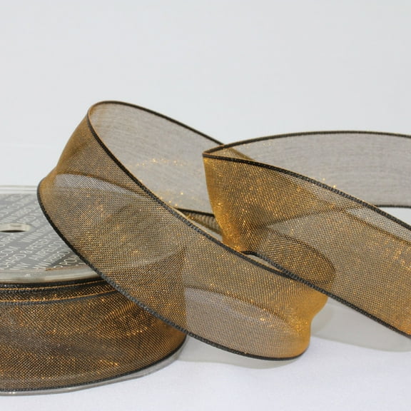 The Ribbon People Shimmering Amber Crystal Wired Edge Craft Ribbon 1" x 54 Yards