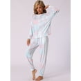 thumbnail image 2 of DARING DIVA Women's Tie Dye Long Sleeve Front Pocket Pajamas Set S White, 2 of 7